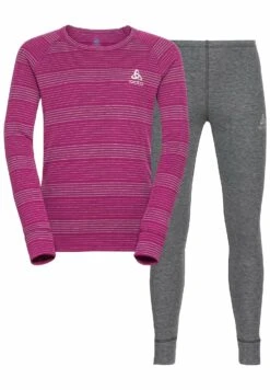 Long Active Warm Eco Set Unisex - Hemd - Odlo Steel Grey Melange/Festival Fuchsia